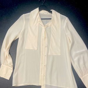 Saint Laurent cream silk blouse with neck ties